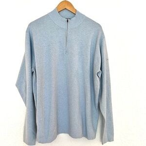 Peter Millar Mens 1/4 Zip Pullover XL Baby Blue Crown Sport Golf Athleisure